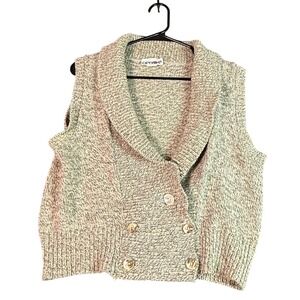 VTG Penrose Knit Sweater Vest Sleeveless‎ Button Down Collared Neutral Mens Size